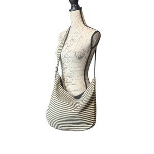 thirty-one Retro Metro Black and White Striped Shoulder Bag